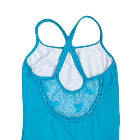 Bloch Double Strap Mesh Back Bow Leotard in Turquoise - Picture 4 of 5